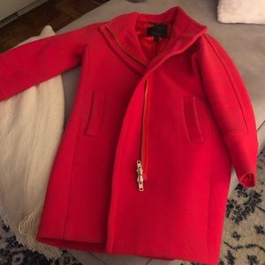 Bright red Jcrew peacoat size 4P